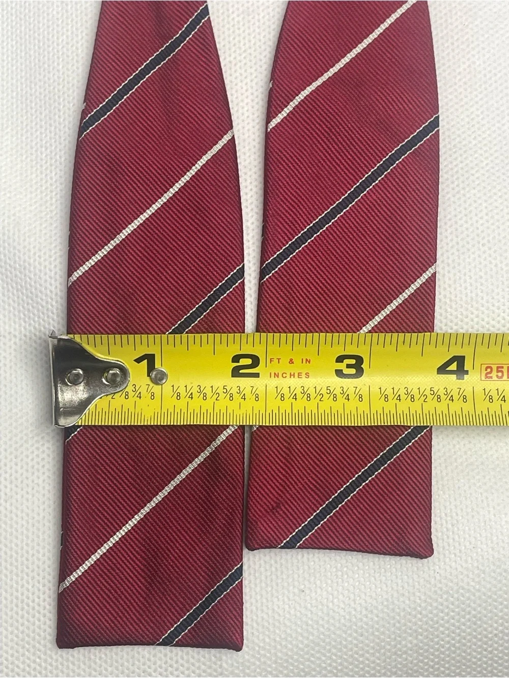 VTG Brooks Brothers Square Silk Bow Tie Repp Stripe Red White Blue USA Preppy